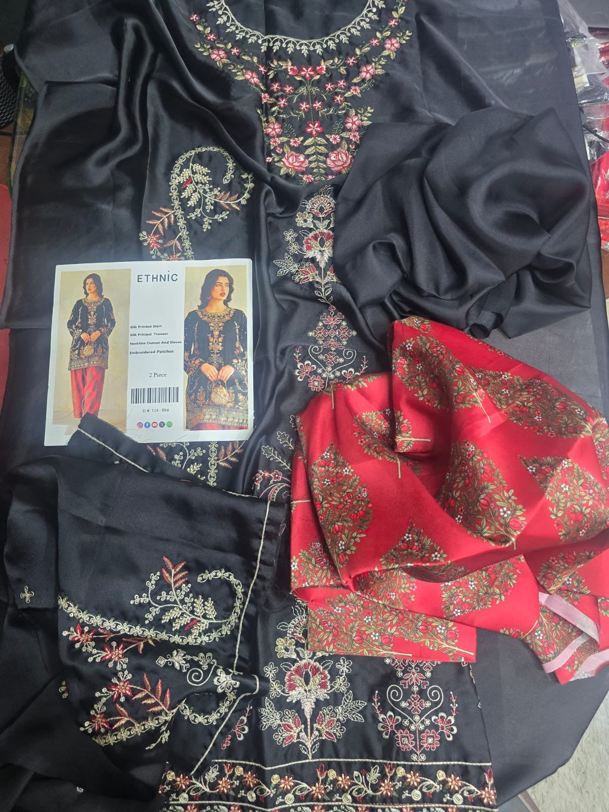 Al Rehmans Ethnic Silk Embroidered Suit – 2 Piece-St8A26