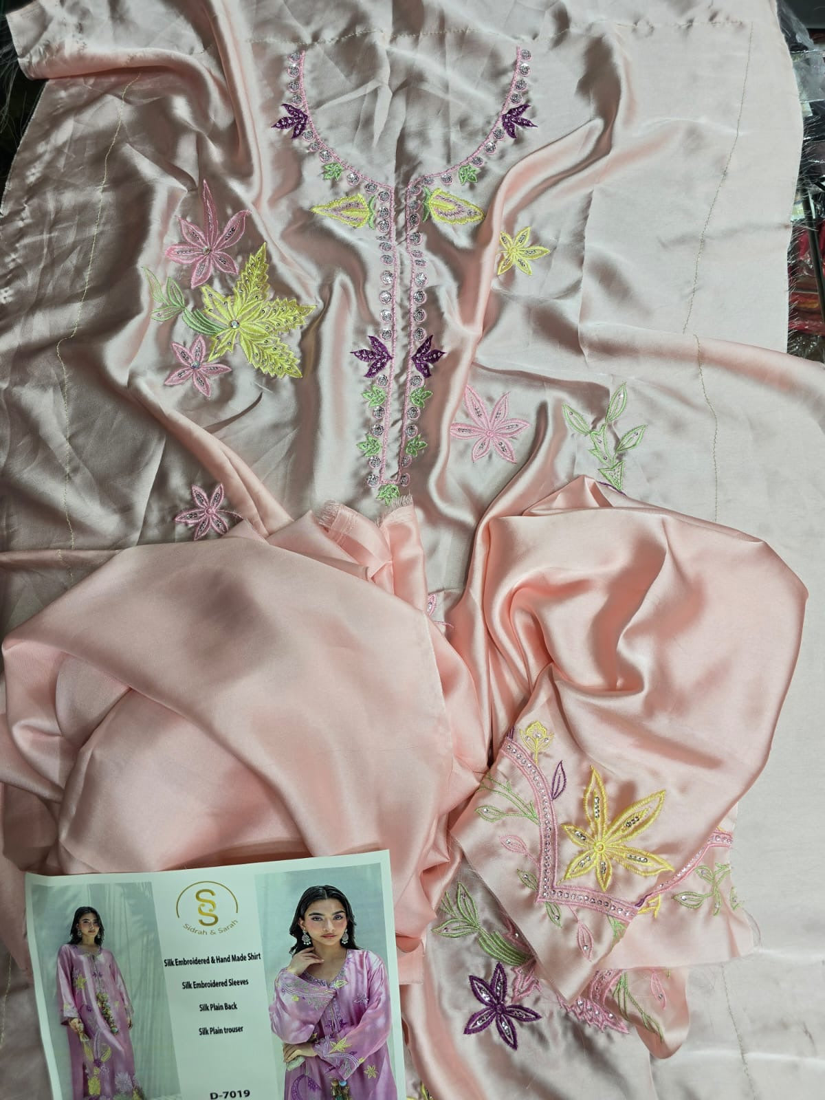 Al Rehmans Sidra & Sara Handmade Embroidered Silk ST-Suit – 2 Piece