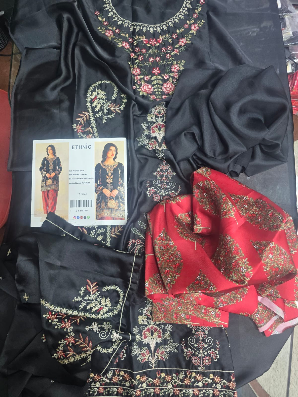Al Rehmans Ethnic Silk Embroidered Suit – 2 Piece-St8A26