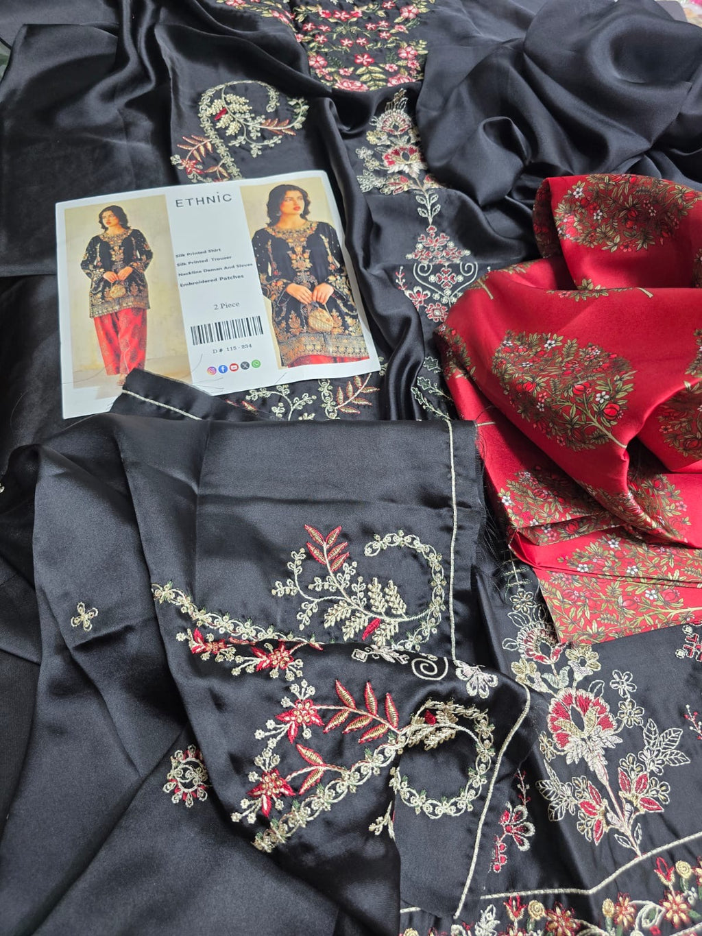 Al Rehmans Ethnic Silk Embroidered Suit – 2 Piece-St8A26