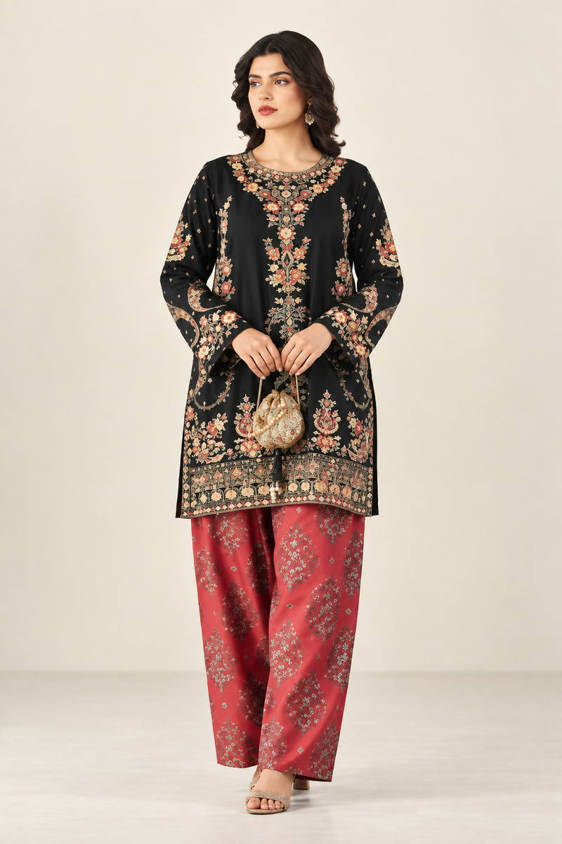 Al Rehmans Ethnic Silk Embroidered Suit – 2 Piece-St8A26