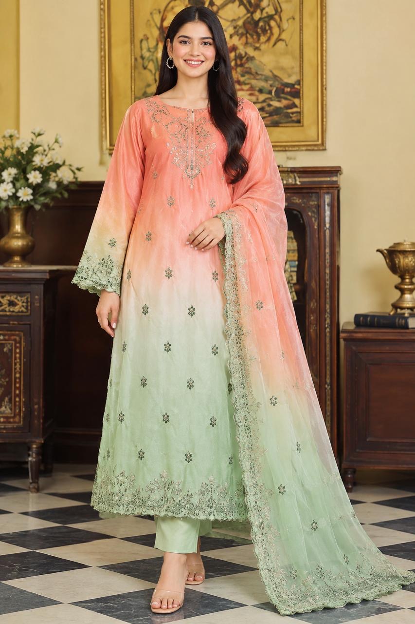 Al Rehmans Luxury Silk Embroidered 3 Piece St-12SF