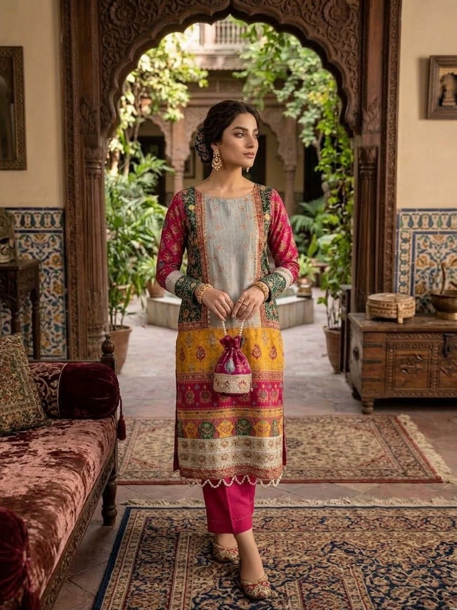 Ethnic 2PC Imported Raw Silk Suit
