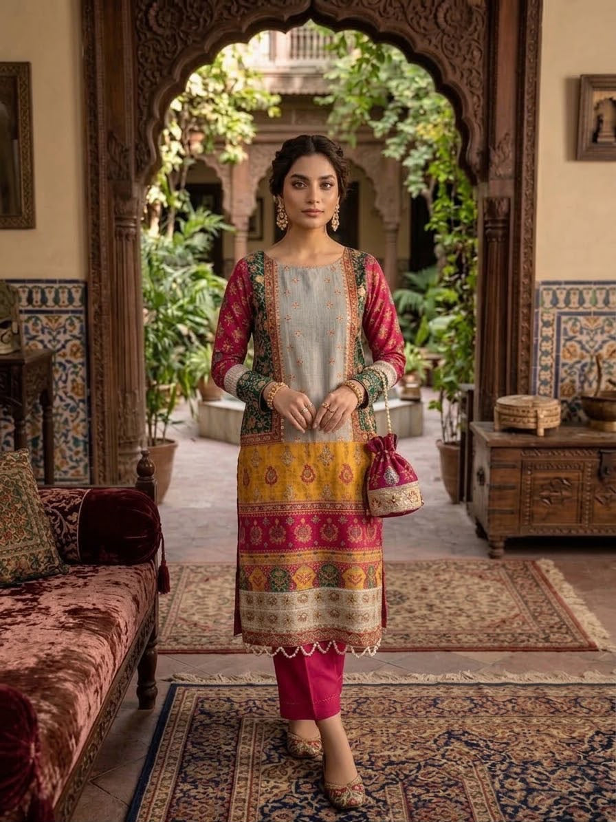 Ethnic 2PC Imported Raw Silk Suit