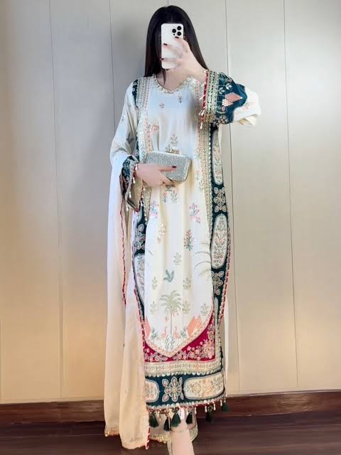 Premium White Silk Kaftan – 3 Piece